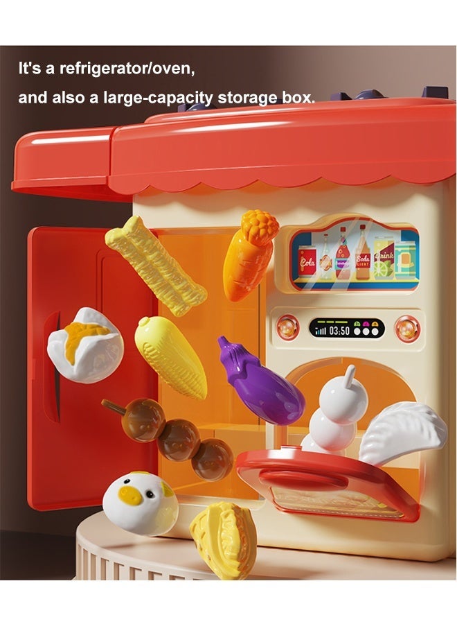 مجموعة لعب المطبخ للأطفال 33 قطعة من ألعاب الطعام التظاهري مع رذاذ وحوض لعب 46 سم مجموعة ألعاب طبخ مقلدة عالية، لعبة طبخ المطبخ تتضمن موقد التظاهر باللعب وإكسسوارات الطعام للأطفال الصغار مجموعة ألعاب المطبخ الصغيرة مجموعة أدوات الطبخ الداخلية ألعاب DIY للأطفال من سن 3 سنوات فما فوق للأولاد والبنات باللون الأحمر - Image 4